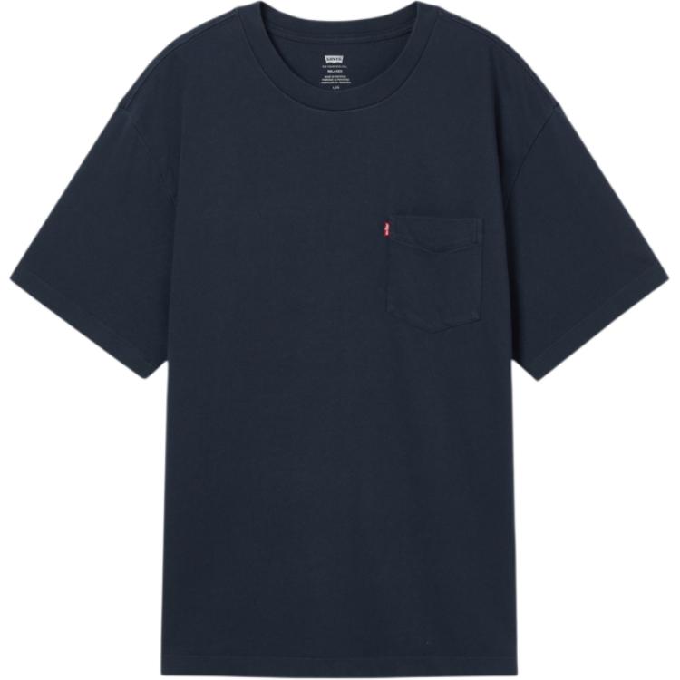 Levis Простая однотонная удобная повседневная вязаная футболка с круглым вырезом и коротким рукавом Унисекс Топы A8605-0006