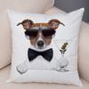 Funny Jack Russell Terrier Cushion Cover Cartoon Dog Wearing Hat Sunglasses Print Soft Living Room Sofa Home Decor Pillow Case