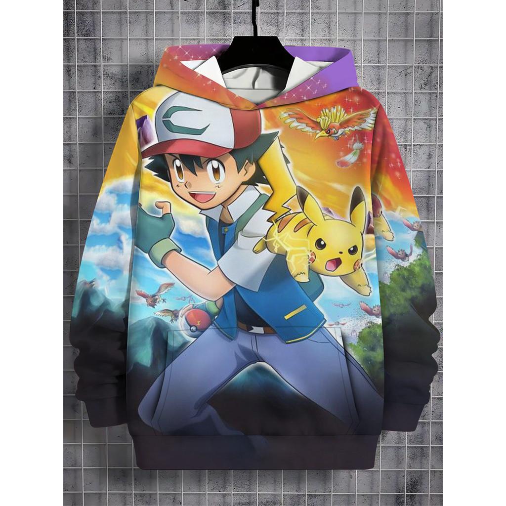 Pokémon Full Character Collection 3D Printed Hooded Sweatshirt 3-13 Years Old Children Cartoon Anime Long Sleeve Top