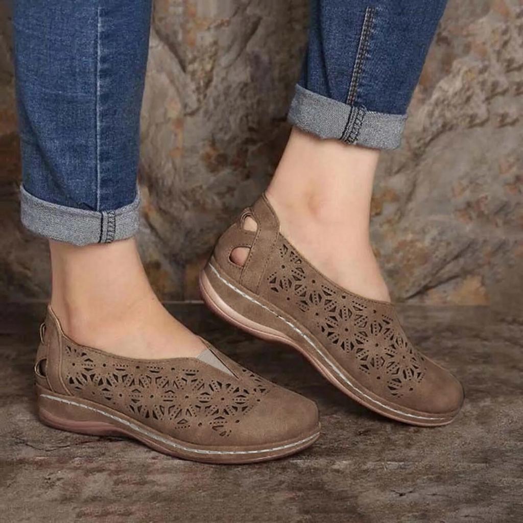 Women Mesh Flat Shoes Loafers Hollow Slip On Summer Open Breathable Single Shoes Flat Toe Sandals Fuzzy Sandals Toe Boat Shoes