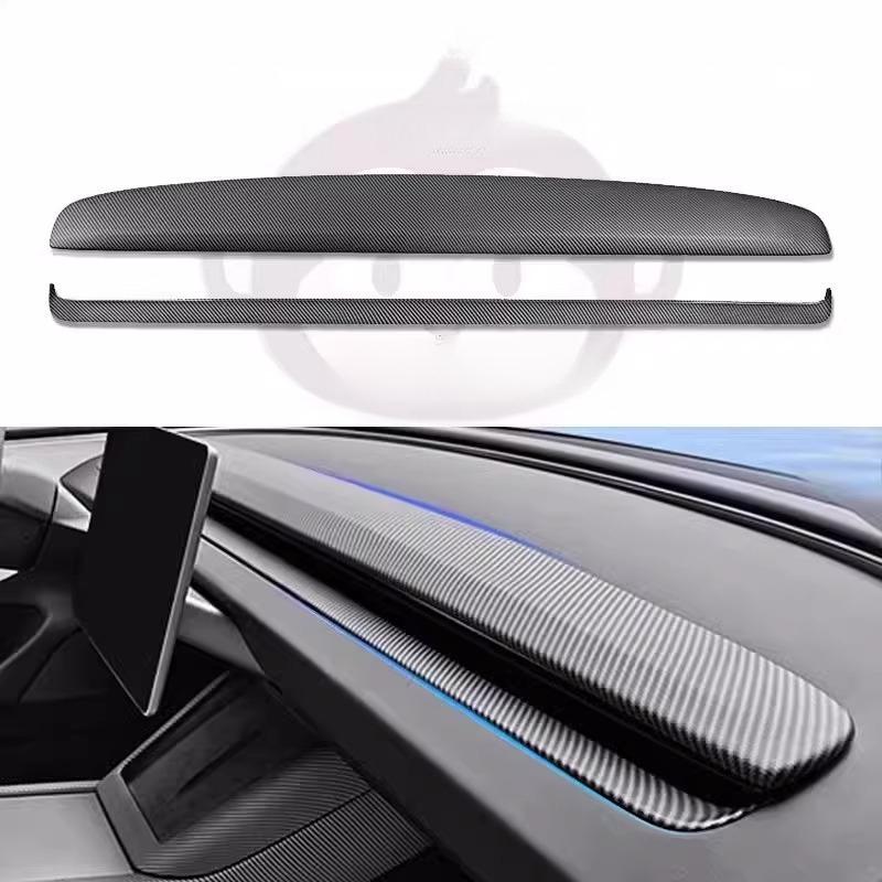 For Tesla Model 3/Y/YL Highland Central Control Dashboard Decorative Strip Carbon Fiber Pattern Panel Interior Accessories Tools