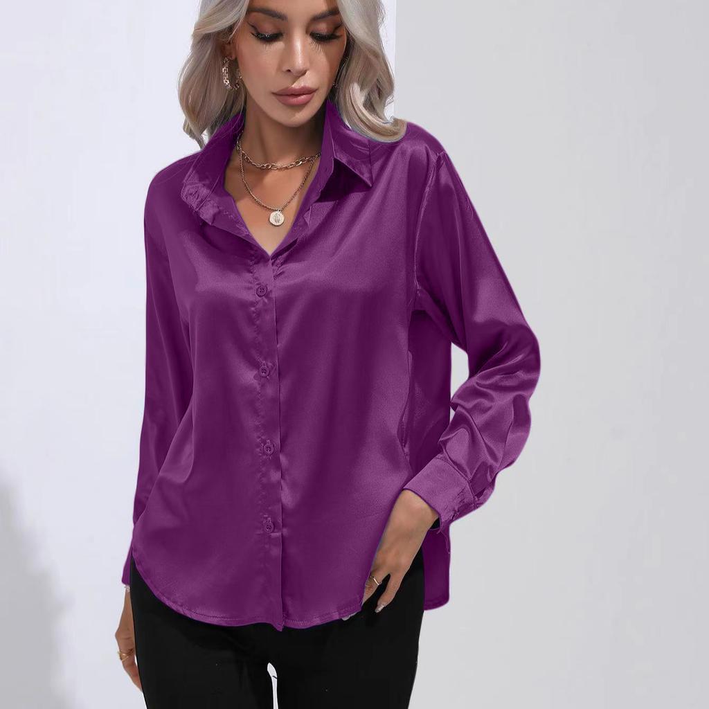 Женская простая блузка, весенний новый кардиган с V-образным вырезом, свободная рубашка с длинным рукавом и пуговицами