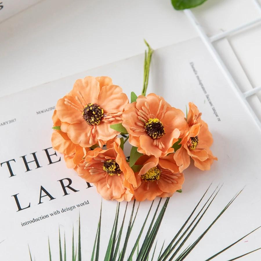 Artificial Flowers Silk Mini Bouquet Outdoor Garden Wedding Wreath Home Room Vase Table Decora Scrapbook Bridal DIY Gifts Props