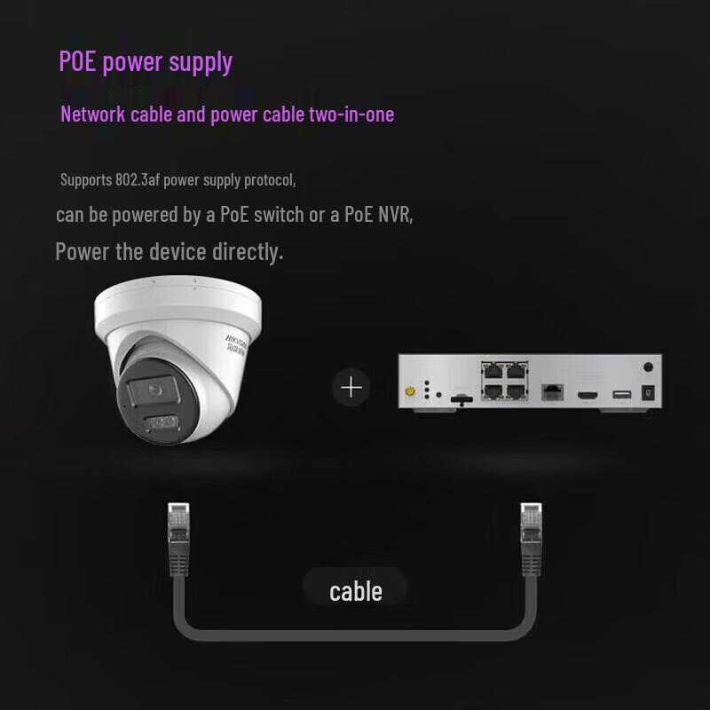 Hikvision 8MP Full-Color PoE Turret Network Camera CN plug (adapter included)