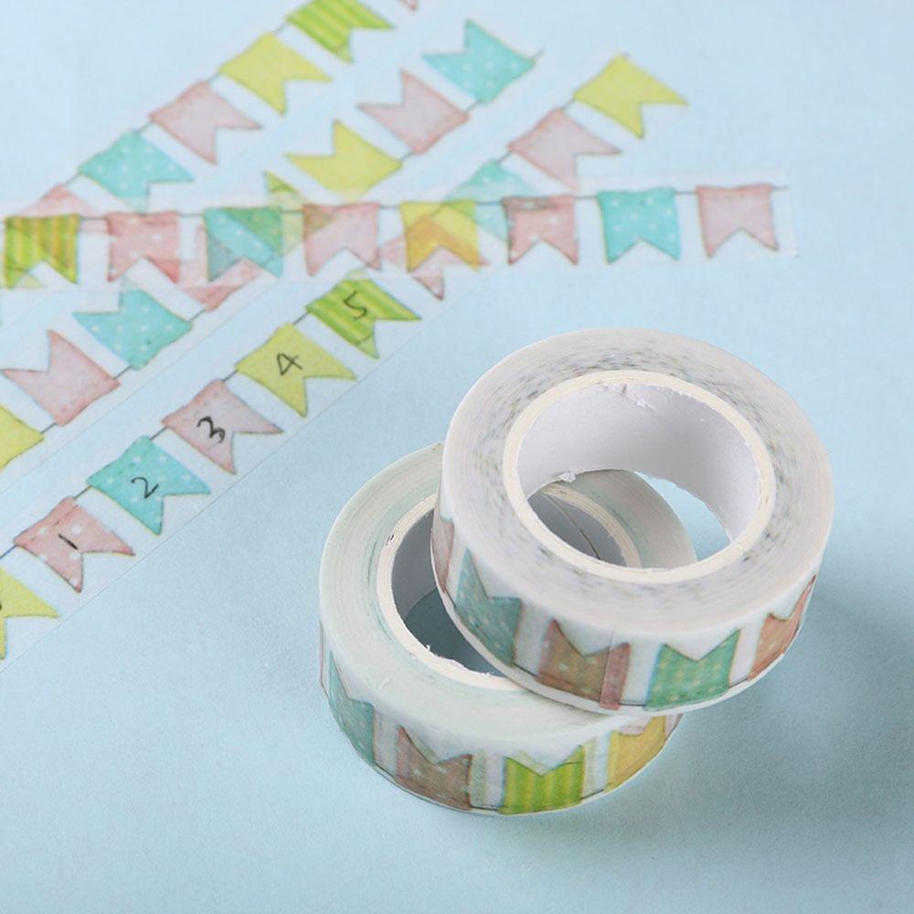 1,5 см * 10 м клейкая лента с цветным флагом, клейкая лента Kawaii Washi Tape