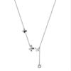 Fairy Style Fashion 925 Sterling Silver Jewelry Choker Butterfly Flashing Crystal Flower Clavicle Chain Necklaces Xl118
