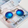 Classic Vintage Metal Round Shape Frame Colored Lenses Sunglasses Unisex Trendy  Uv Protection Reflective Sunglasses