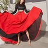 Women's Double-sided Skirt 720-degree Satin Long Skirt Belly Dance Long Skirt Dance Practice Long Skirt Solid Color Dance Skirt