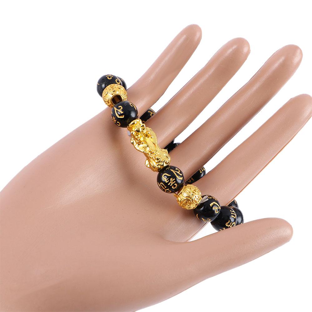 Feng Shui Attract Wealth Men Women Obsidian Stone Beads Bracelets Wristband Good Luck Bangle
