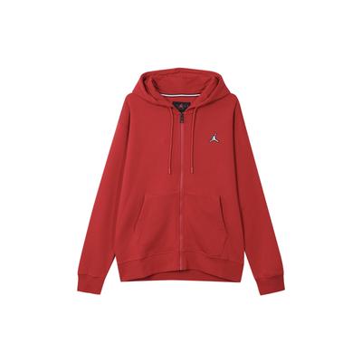 Solid Color Logo Zip-Up Fleece Hoodie Men Sweatshirt Red DQ7351-687