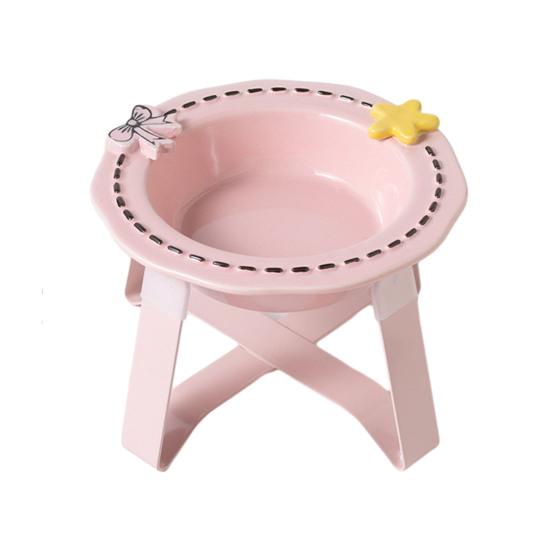 Nostalgie Ceramic Feeding Bowl for Dogs & Cats, Whisker Friendly Kitten Food Water Dish, Wide Shallow Pet Feeder Plate Dry Wet