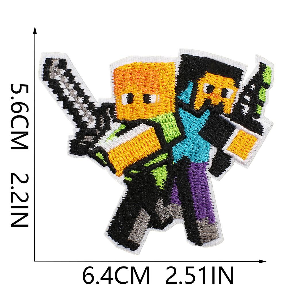 Игровой персонаж Minecraft Вышитая тканевая наклейка Декоративная нашивка для одежды Наклейка Мозаика Marvel Вышитая наклейка Термоперенос