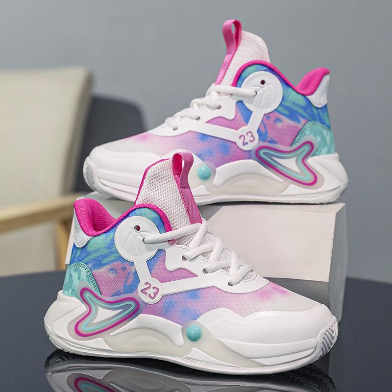 Детские баскетбольные кроссовки Мальчиковые весенне-летние новые сетчатые дышащие спортивные кроссовки для девочек Износостойкие практичные нескользящие кроссовки