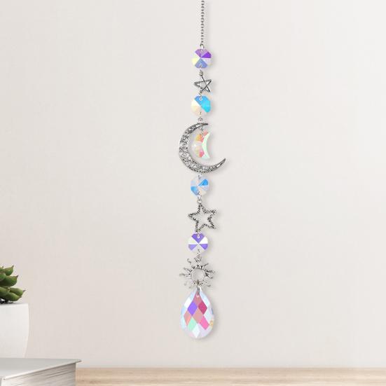 Stars Moon Sun Catcher Hanging Planets Ornament Prismatic Sun Catcher Rainbow Maker for Outdoor Garden Home Wall Decoration