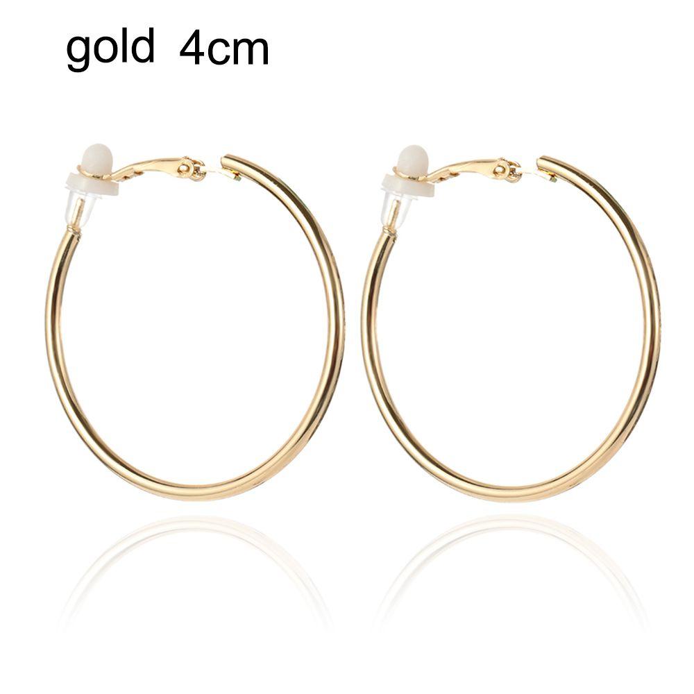 Пара ювелирных изделий золото серебро черный женская мода большой круг клипса на ухо без пирсинга серьги кольца