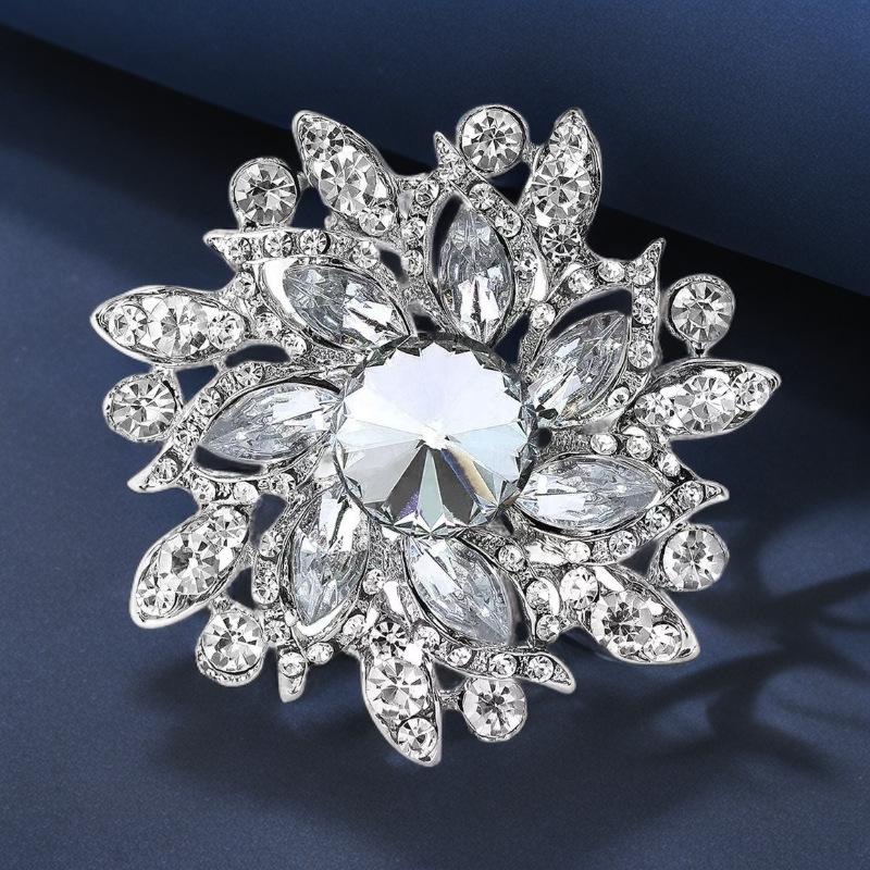 1 шт. Элегантная лацканная брошь-цветок Преувеличенная Модная Ретро Яркая Цветная Хрустальная Стеклянная Брошь Заколка Женские Большие Аксессуары для Пальто