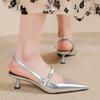 Shoes for Women  New Pointed Toe Women's Slingback Sandals Simple and Elegant Dress Shoes High Quality Silver Heels Women