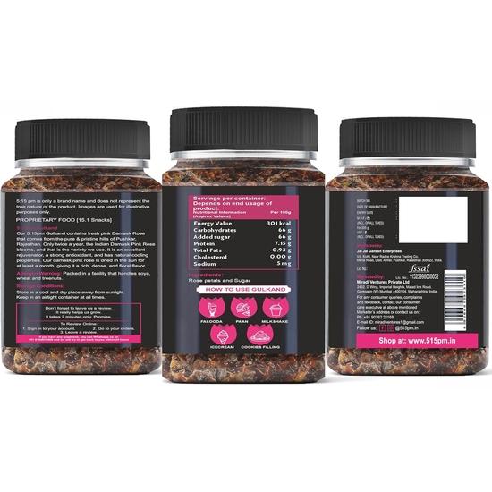 5:15PM Gulkand 300g| Premium Rose Petal Jam | Sun Cooked Damask Gulkand | 100% Natural & Pure | Fresh