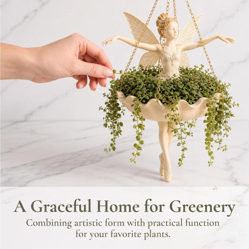 Resin Fairy Dancer Planter Winged Fairy Garden Hanging Basket New Mermaid Planter  Trailing Plant