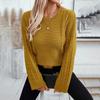 Autumn and Winter Women's Sweater Plus Size Casual Twist Knit Sweater Solid Colour Pullover Sweater