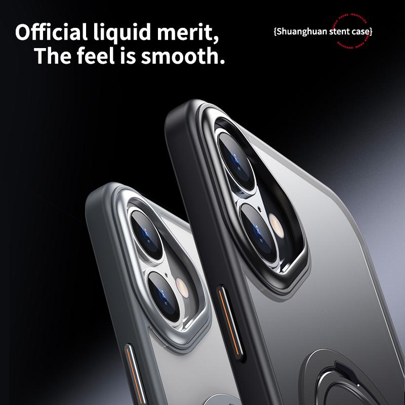 KEYSION Прозрачный матовый чехол для MagSafe для iPhone 16 16 Plus с вращающимся на 360 ° магнитным кольцом-подставкой, противоударная задняя крышка для телефона