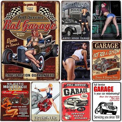 Винтажная металлическая жестяная настенная табличка Pinup Garage Service Ретро Железный Арт Декор для Гаража Кафе Туалета Клуба Бара Классическая Постерная Табличка