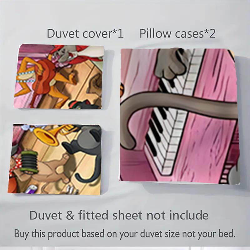 3Pcs Cats Concert Bedding Sets For All Sizes New 3D Printed Bed Cover Comforter Duvet Cover Pillowcase Bedroom Decoration