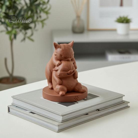 Забавная статуэтка кота для полок, Коты-бойцы, Украшение, 3D-печатная фигурка сложенных котят, Прочные фигурки из ПЛА-смолы, Креативная скульптура животного, Дом
