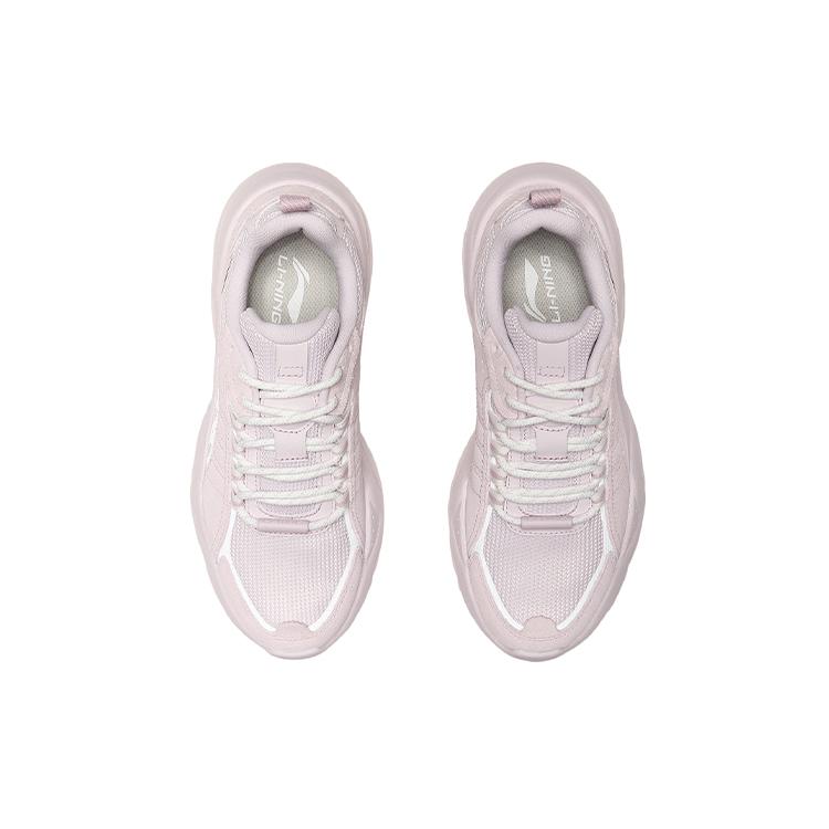 Li Ning Moonchaser Амортизирующие Нескользящие Износостойкие Низкие Спортивные Повседневные Кроссовки Женские Розовый Белый AGLQ248-2