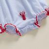 Baby Girls Rompers Lobster Embroidery Round Neck Fly Sleeve Infant Bodysuits Jumpsuits