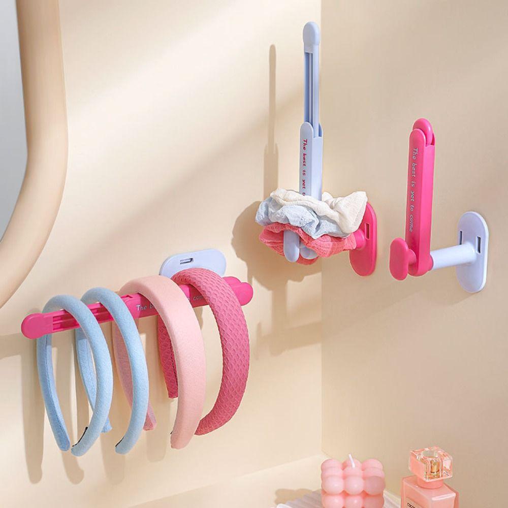 2Pcs Punch-Free Hair Rope Storage Rack Retractable Necklace Bracelet Stand Shower Room