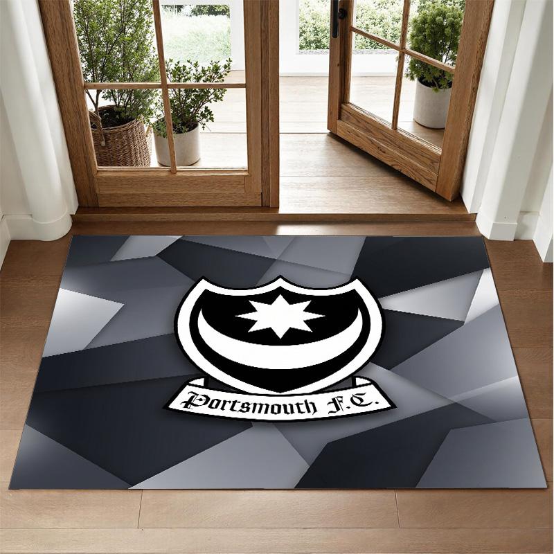 Portsmouth FC Design Crystal Velvet Rug Soft Decorative Mat for Bedroom Entrance