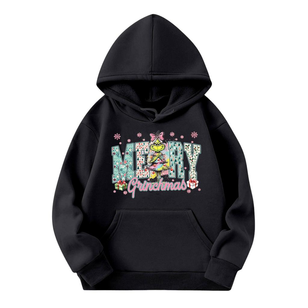 Child Fashion Lightweight Long Sleeve Pullover With Pockets  Print Hoodie