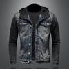Fashion Hooded Denim Jacket+heavy Personality Casual Denim Clothes Slim Trend+European
