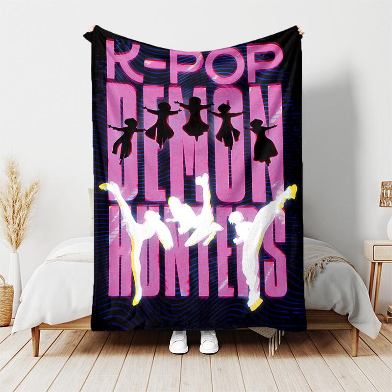 1pc Blanket Kpop Hunter10 Print Design, Lightweight Blanket for Sofa, Bed- Soft &Warm, Gift for All Seasons like Christmas, Halloween