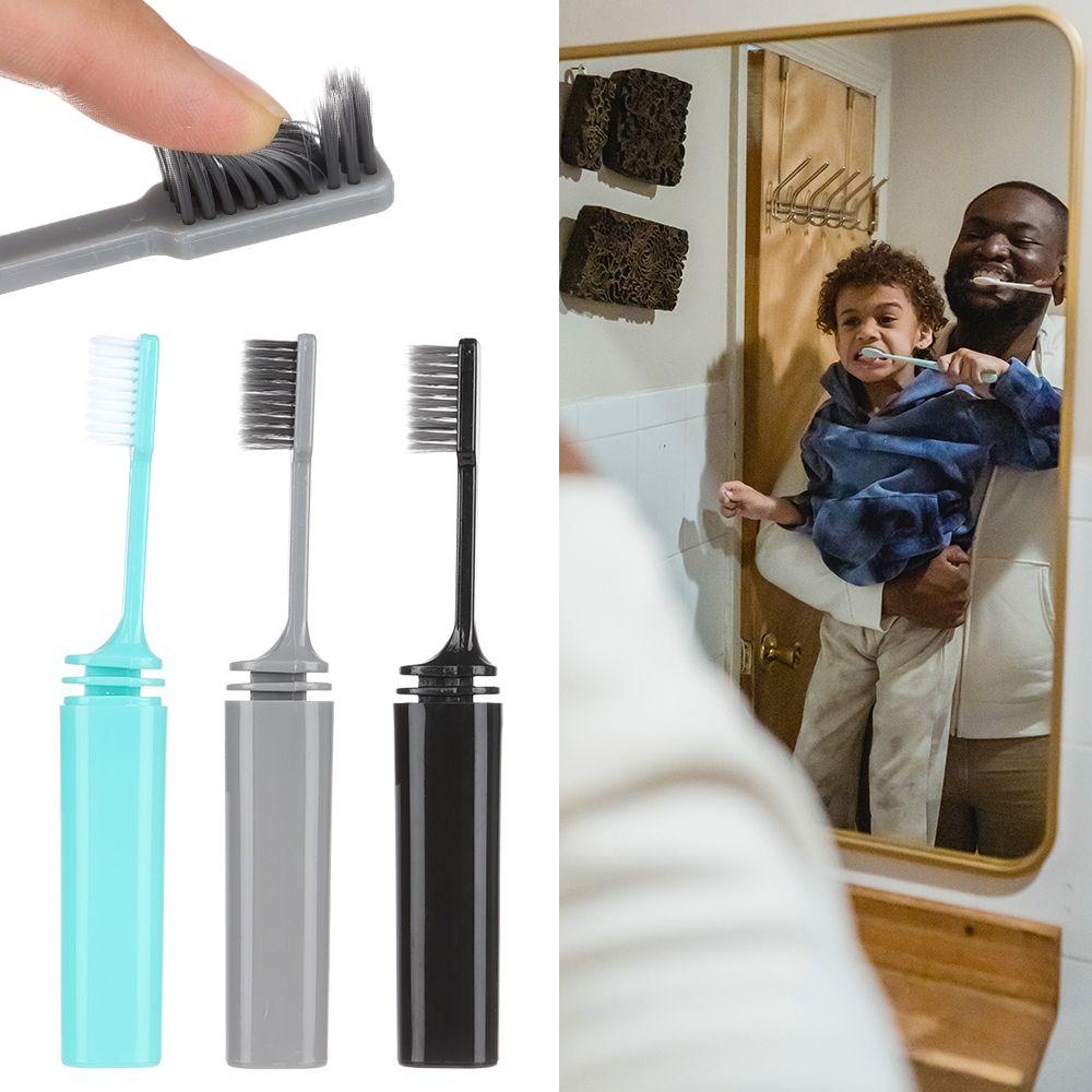 Bamboo Charcoal Folding Toothbrush Teeth Cleaning Foldable Teethbrush Soft Bristle Toothbrush