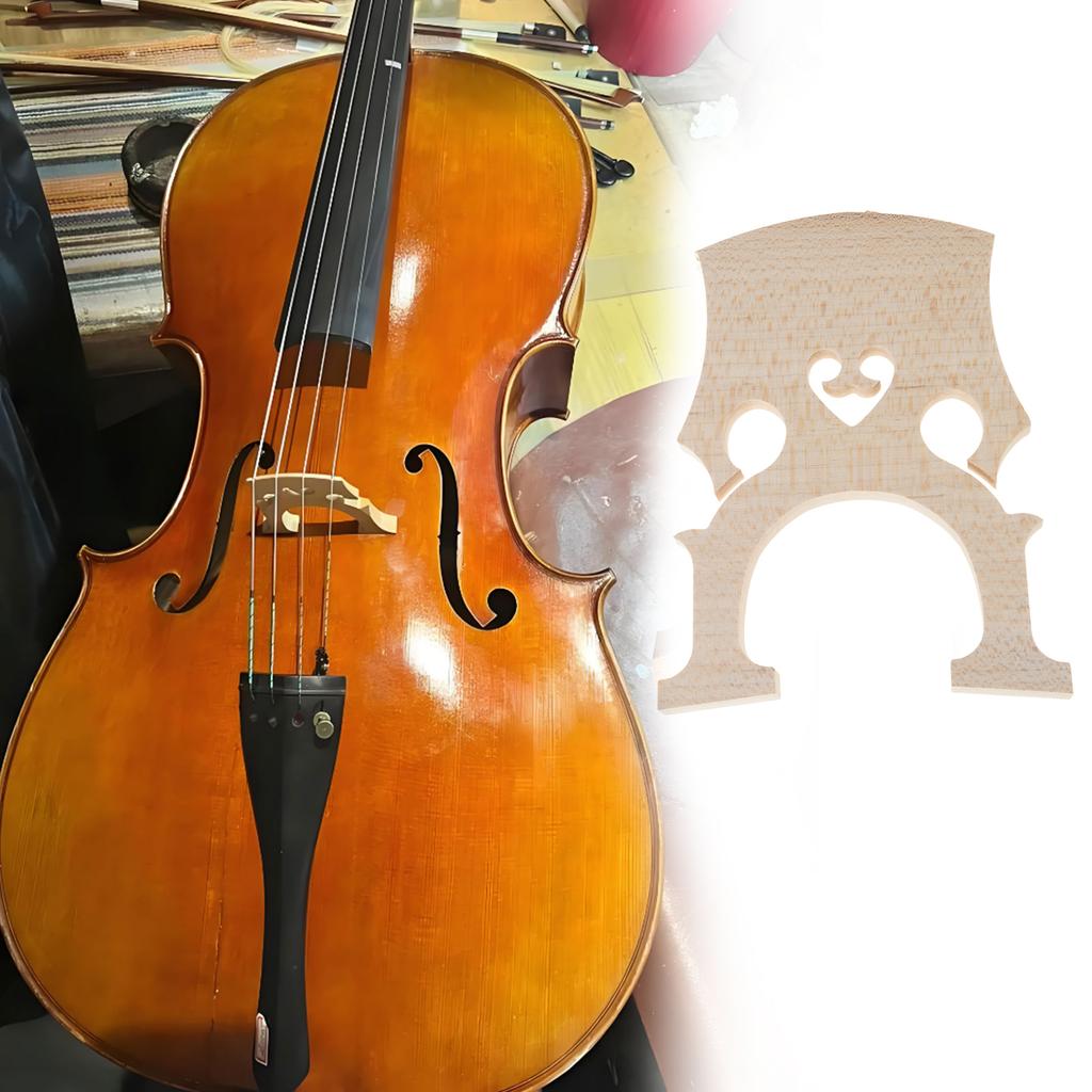 Wood Cello Bridge Musical Accessories Ergonomic Cello Bridge for 1/2 3/4 4/4 Instruments Superior Tone Projection Design