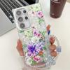 Samsung S25 Ultra Mobile Phone Case Laser Texture Flower and Grass Lens Film S24FE Bracelet A56 Electroplated Hard Shell