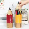 Pen Holder with Dustproof Lid Pencil Shape Large Capacity Student Classroom School Desktop Pen Makeup Brush Storage Organizer Container