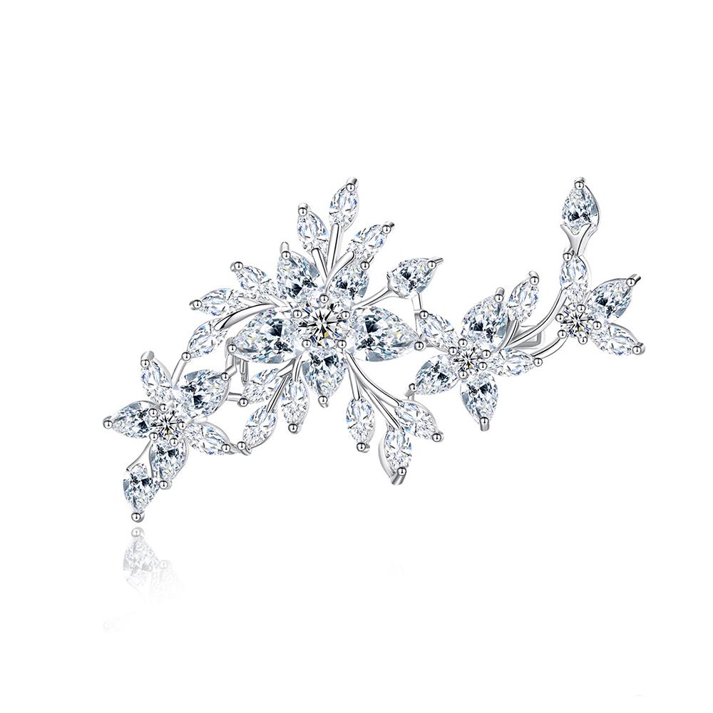 Luxury Exquisite Bling CZ Bridal Breastpin Wedding Clothes Jewelry Fashion Noble Zircon Flower Design Lapel Pin Brooch Jewellery