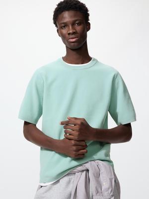 Uniqlo Моющийся трикотажный топ Milano с коротким рукавом