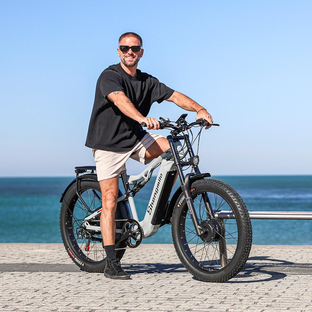 Powerful 2000W Electric Bike for Adults - Shengmilo S600 Full Suspension Off-Road Mountain Bike with 26" Fat Tyres