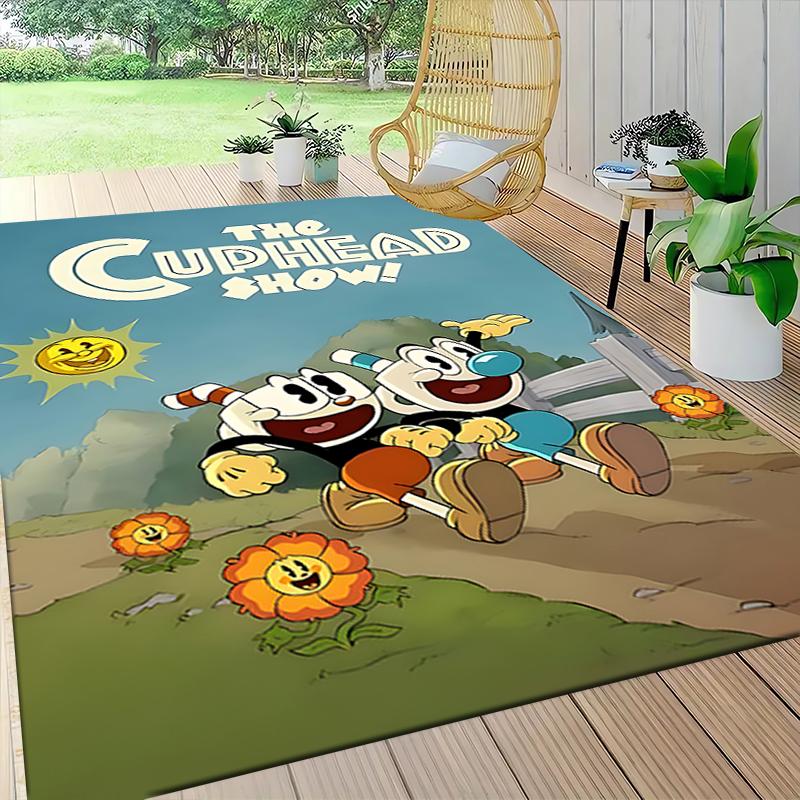 1Pc Cuphead Mugman Adventure Carpet Rug Customizable Soft Washable Antislip Home Living Room Sofa Mats Personalized Rug 0917249