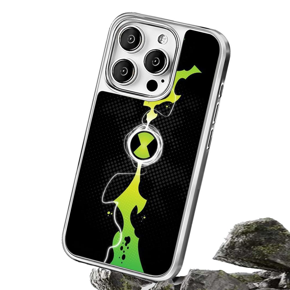 Ben 10 classic cartoon pattern Phone Case for iPhone 16 15 14 13 12 11 Pro Max Sheepskin Silver-edged protective case