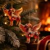 Gift for Goat Lovers 2Pcs 2D Hanging Ornaments Acrylic Winged Pendants Year of Decoration The Auspicious Decorations Tree Mantel Home New