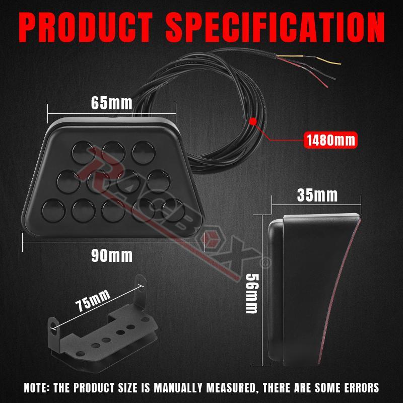 12 LED Pilot Light Rear Bumper Brake Light Strobe Warning Lamp for Ford Car Truck Trailer Lorry Camper Van RV Bus Boat Taillight