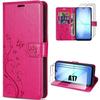 Protective Case - BOOLING - for Samsung Galaxy A17 4G/5G - Fuchsia Flower Synthetic Leather - 2 Screens