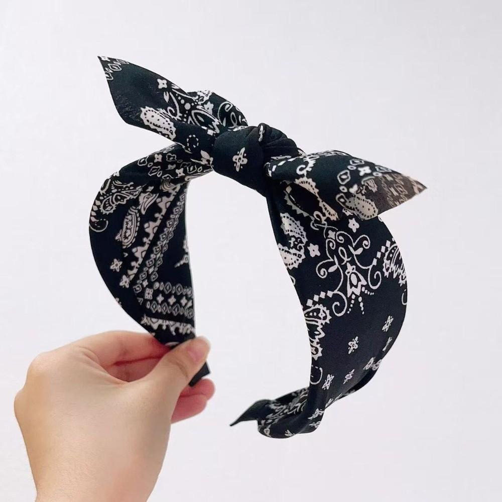 Bow Knot Women's Wide Headband Printed Hair Hoop Headwear Trendy Retro Polka Dot Hairband Girls