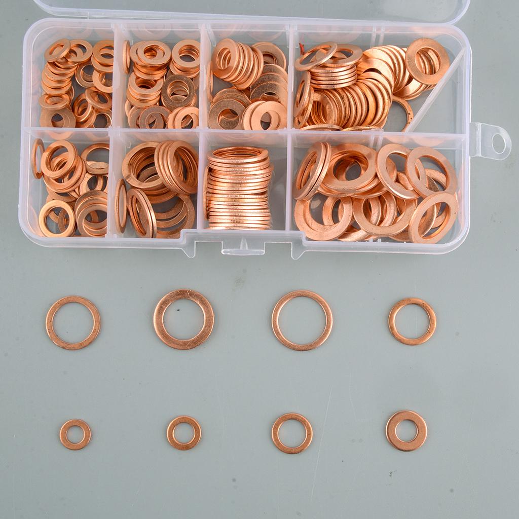 Car M5-M14 Diesel Injector Flat O-Ring Washer Sealing Gasket Assortment Installation Kit