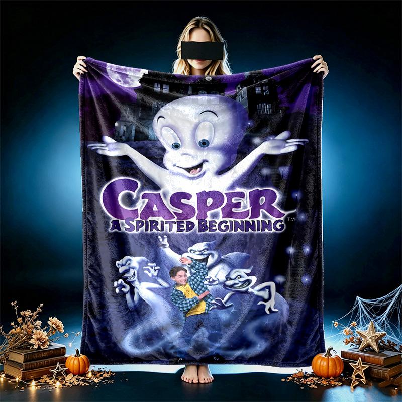 Purple Ghost CASPER Pattern Blanket, Cozy Blanket for All-Season Comfort on Sofas, Beds, Office, Car, Camping and Travel